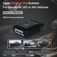Vgate VLinker MS 2026 Actualizado, Lector de Códigos OBD2 para Automóviles de 12V y 24V, Compatible con HS-CAN, MS-CAN, SW-CAN, CH-CAN, LS-CAN