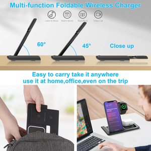 Fusucte เครื่องชาร์จไร้สายแบบพกพาพับได้3 in 1 megnetic 10W 15W สำหรับ iPhone <span class=keywords><strong>Apple</strong></span> Watch Samsung - Product Image 4