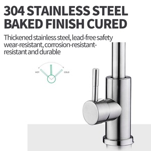 Brushed SUS304 Stainless Steel <strong>Square</strong> Hot Cold Kitchen Sink Mixer Faucet Ceramic Valve - Product Image 2