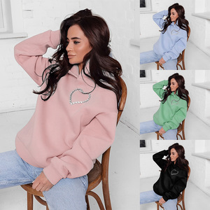 Sudadera con Capucha de Alta Calidad para Mujer, Talla Grande, Estilo Halter, Color Liso - Product Image 3