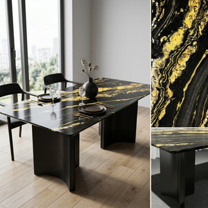 <span class=keywords><strong>Mesa</strong></span> de Centro Moderna de Lujo <span class=keywords><strong>para</strong></span> Comedor, Sala de Estar, con Base Negra Arqueada y Mármol <span class=keywords><strong>Dorado</strong></span>, Muebles al por Mayor Personalizados - Product Image 3