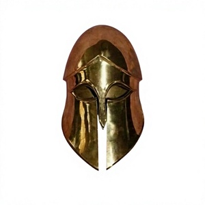 Casque corinthien grec, casque spartiate médiéval européen, casque antique en laiton massif, laiton plaqué or, armure antique, objet de collection - Product Image 2