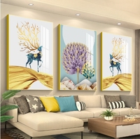 Impression d'art mural en porcelaine de cristal abstraite moderne de luxe nordique personnalisée de 3 pièces pour la décoration intérieure de salon contemporain