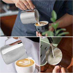 ÉCHANTILLON GRATUIT Pichet à vapeur en acier inoxydable de style américain, finition miroir argentée, écologique, 350 ml 600 ml, barista, lait, café - Product Image 6