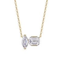 Nouveau Collier Pendentif Doré en Argent S925 avec Double Pierre Moissanite pour Femme, Chaîne Ras du Cou Tendance