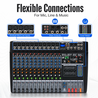 Mezclador de Audio V12-USB de 12 Canales, Consola de Sonido con 24 Efectos DSP, Ecualizador Gráfico de 7 Bandas, USB, Bluetooth para Estudio, Escenario y Transmisión en Vivo