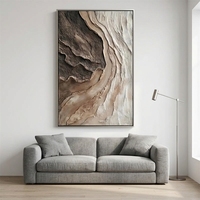 Peinture à l'huile 3D moderne à texture épaisse, peinte à la main, motif Canyon Brun abstrait, sur toile, taille personnalisable, encadrée, pour entrée