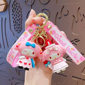 HECION Sanrio 마이 멜로디 3d Pvc 고무 열쇠 고리 열쇠 고리 배낭 가방 펜던트 액세서리에 대 한 귀여운 만화 우주 토끼 열쇠 고리