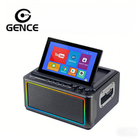 GENCE Enceinte KTV RVB 10,1 pouces à écran tactile, alimentée par batterie, 2x30W RMS, microphone sans fil, entrée AUX, pour la maison et l'extérieur