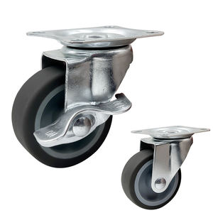 Rodízios giratórios para móveis de reposição de 2 polegadas 50mm sem rolamento <span class=keywords><strong>industrial</strong></span> TPR roda rodízio com freio lateral preto - Product Image 5