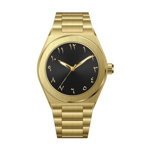 Reloj de Pulsera de Cuarzo Dorado con Números Árabes para Hombre y Mujer, Diseño de Lujo, OEM ODM, Reloj de Acero Inoxidable para Parejas, Relojes Casuales para Hombre - Product Image 3