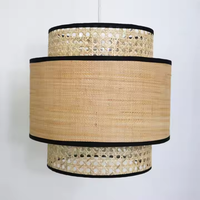 Abat-jour vintage en forme de tambour, cadre en fil métallique, rotin tressé, bambou, suspension, abat-jour pour lampes