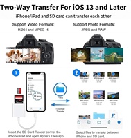 Lector de Tarjetas SD Tipo-C y Adaptador para iPhone, iPad, Mac, Laptop - Compatible con Tarjetas SD y TF, Admite Teléfonos, Laptops y Más Dispositivos