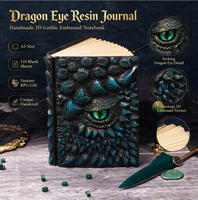 Cuaderno Ojo de Dragón GTB02 Resina 3D Relieve Hecho a Mano A5 Diario Fantasía 110 Hojas Regalo