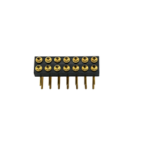 Connecteur Pogo Pin personnalisé 2,54 mm 4P 5P 6P 7P double rangée DIP courbé SMD montage sur circuit imprimé en laiton plaqué or