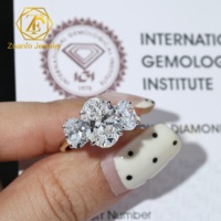 Diamant cultivé en laboratoire certifié IGI 1CT-5CT, or massif 14K 18K, trois diamants, bague de fiançailles, bijoux pour femmes