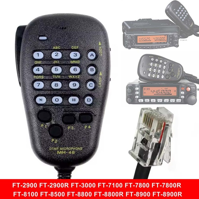 MH-48 MH-48A6J 6 Pin Plug DTMF Mic Handheld Speaker Microphone for Yaesu FT-2900R FT-7800R FT-7900R 8800R FT-8900R Mobile Radio