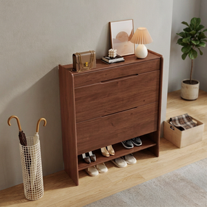 Modern Wood <b>Shoe</b> Rack with 2 Drawers and Open <b>Shelf</b> Freestanding Entryway <b>Storage</b> Cabinet Minimalist Design for Home Living Room - Product Image 4