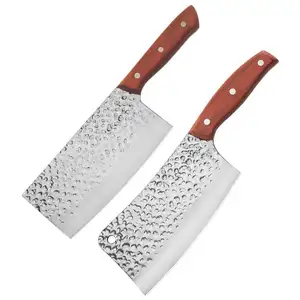 批发定制大马士革图案烹饪工具切碎实用切肉刀用木柄骨厨师刀