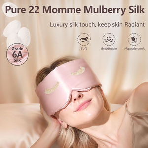 Masque de sommeil 3D en pure soie pour femmes, luxe, 100% soie de mûrier 22 Momme, masque contour 3D pour les yeux, idéal pour les extensions de cils, sans pression sur les yeux - Product Image 2