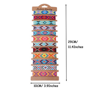 Nepalese Ethnic Style Bohemian Geometric Pattern Hand Woven Friendship Bracelets 12Pcs Set - Product Image 5