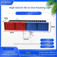 Balise de signalisation routière à LED rouge et bleue double face à énergie solaire, clignotante, pour la sécurité routière nocturne - Travaux routiers