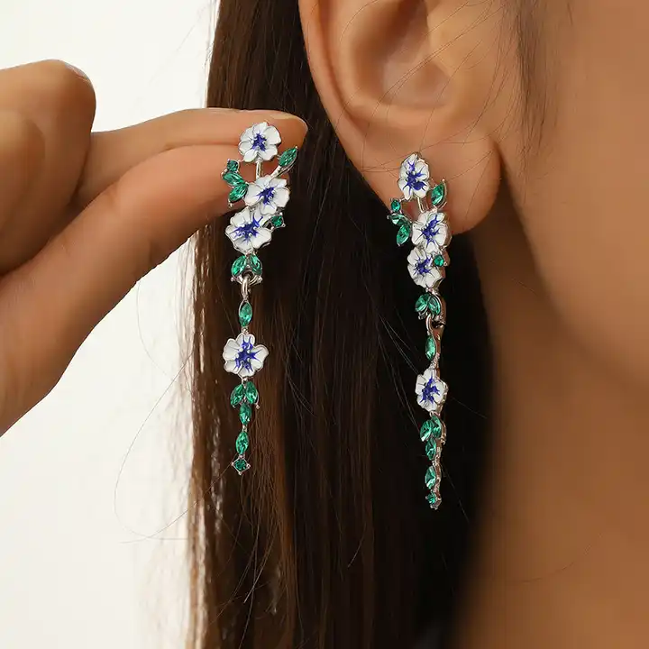 Fashion White Flower Pearl Earrings Hoop Dangle Women Wedding Party Jewelry  Gift | eBay