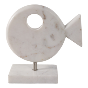 Scultura moderna di pesce in marmo su supporto, decorazione costiera, statuetta per la casa, il bagno, l'ufficio. - Product Image 4
