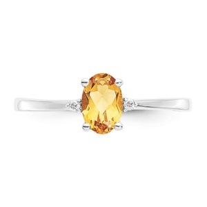 แหวนซิทรินเงินแท้ 925 ประดับเพชร รูปทรงสี่เหลี่ยม แหวนหมั้นซิทรินโบราณ - Product Image 5