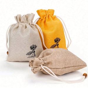 Factory Wholesale Custom Logo <b>Draw</b> <b>String</b> Linen <b>Bag</b> Bundle Pocket Printing Jute Drawstring Gift <b>Bag</b> - Product Image 3