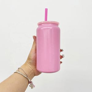 Stainless Steel Vacuum Insulated Cold Drink <b>Double</b> <b>Walled</b> Macaron Sublimation Metal 16oz Can Cups - Product Image 3