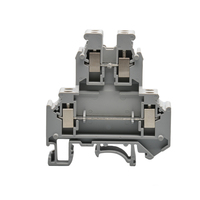 Bloc de bornes à vis double niveau JUT1-2.5/2-GY pour rail DIN, 2,5 mm², 24A, pour connexion de fils électriques