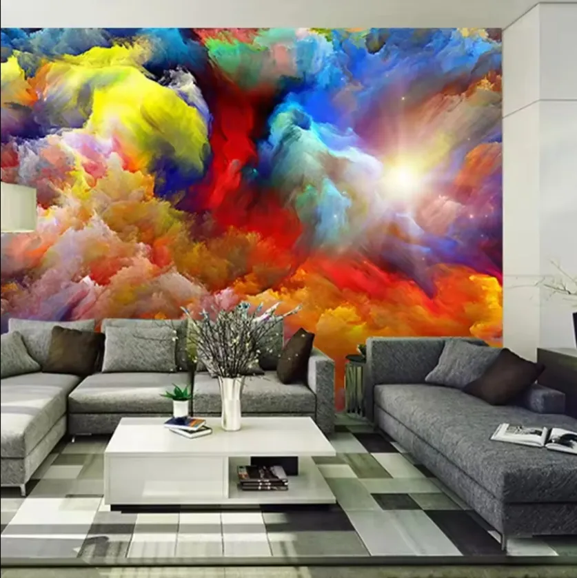 Mural Dinding kustom 3d warna awan abstrak seni Mural ruang tamu latar belakang Wallpaper dekorasi rumah