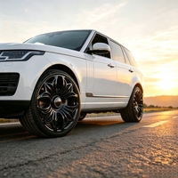 Velg Alloy Aluminium Forged Gloss Black Machined Face Multi Spoke Concave 20-22 Inch 9.5J 5x120 5x108 ET42.5 untuk Berbagai SUV