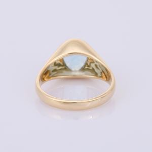 Anillo de GEMA de Aguamarina ovalada Natural para hombres, joyería de moda, oro amarillo sólido de 14K, piedra de nacimiento, hecho a mano - Product Image 4