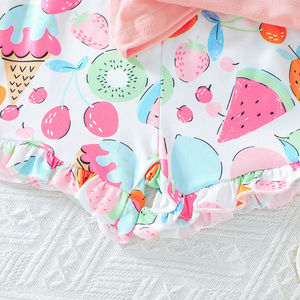 Conjunto de Dos Piezas Casual de Verano para Bebés Niñas, Transpirable, con Blusa de Manga Corta con Volantes y Flores, para Ropa de Bebé - Product Image 6