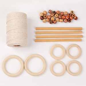 Perchas para plantas DIY, cordón <span class=keywords><strong>de</strong></span> macramé Natural <span class=keywords><strong>de</strong></span> 3mm, cuentas <span class=keywords><strong>de</strong></span> madera, anillos, palo <span class=keywords><strong>de</strong></span> madera, <span class=keywords><strong>Kit</strong></span> <span class=keywords><strong>de</strong></span> inicio <span class=keywords><strong>de</strong></span> macramé DIY para decoración del hogar - Product Image 5