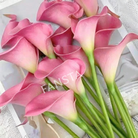 Fleurs artificielles miniatures en PU effet naturel, fausses lys Calla pour mariage, décoration de table, décoration intérieure, accessoires photo