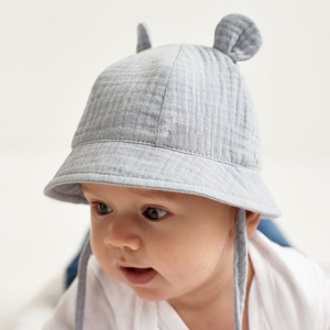 Topi bayi baru lahir topi ember bayi musim panas Muslin topi nelayan cetak lucu anak perempuan anak laki-laki topi matahari Panama 3-12m - Product Image 5