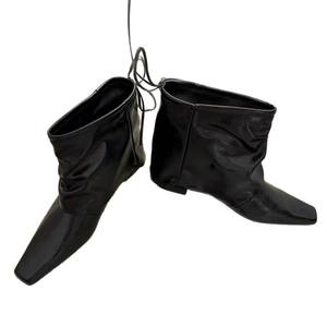 Bottes hautes tendance style coréen 2026 à bout carré froncé avec nœud, pour femmes, à talon épais, pour mollets larges - Product Image 5