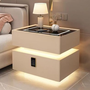 <span class=keywords><strong>Table</strong></span> de chevet intelligente nordique avec chargeur sans fil et lumière LED pour chambre à coucher de style <span class=keywords><strong>scandinave</strong></span> - Product Image 6