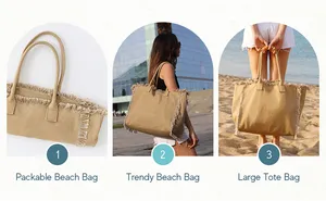 Custom OEM Potable Women Waterproof Sand Proof Vacation Beach Bag Extra Large Beach Tote Bag