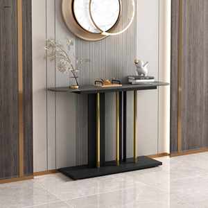 Mobilier moderne et élégant pour couloir <span class=keywords><strong>Table</strong></span> <span class=keywords><strong>console</strong></span> avec cadre en métal noir Dessus en marbre pour hôtel Maison Salon Entrée Foyer Panneau