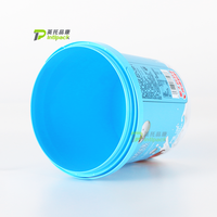 Boîte de rangement pour biscuits de 1,3 L en plastique réutilisable, imprimé IML, seau en plastique pour popcorn, emballage personnalisé avec poignée
