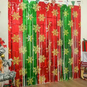 Cortina de Navidad con Diseño de Copos de Nieve y Borlas, Decoración Rectangular para Fiestas, Impresa en Serigrafía - Product Image 3