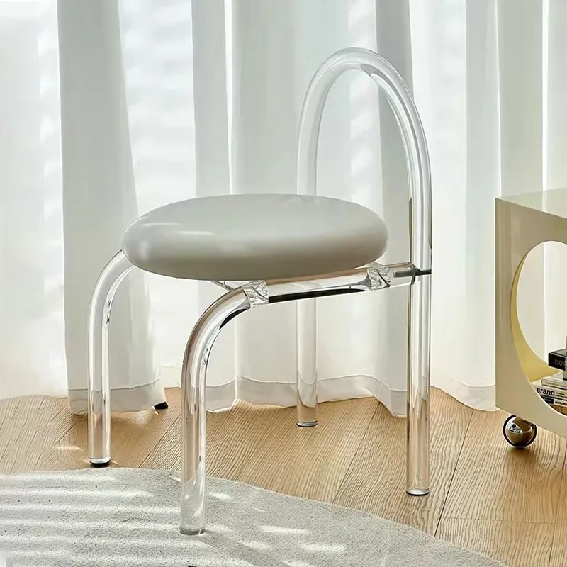 Sedia da trucco in acrilico trasparente per camera da letto con sgabello da toeletta minimalista nordico