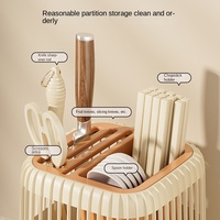 Support de couteaux rotatif en plastique GYH-Y9999 avec tube à baguettes intégré et boîte de rangement pour cuisine domestique – Aucun montage requis