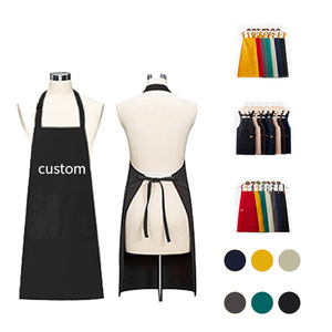 Hot Bán Nấu Ăn Tùy Chỉnh In Bông Vải Biểu Tượng Đầy Đủ Chiều Dài Bib Phụ Nữ Dài Tạp dề Với Hai Túi - Product Image 3