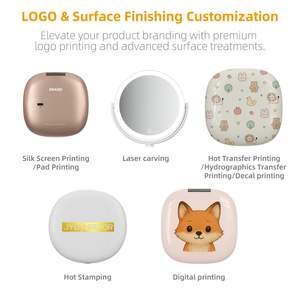 Chuyên Nghiệp Bán Buôn Cầm Tay Màu Đen Du Lịch Trang Điểm Mini Make Up Led Túi Nhỏ Gương Với Ánh Sáng Có Thể Sạc Lại Nhỏ Gọn Gương - Product Image 6