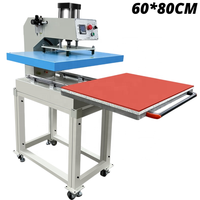 Presse à chaud pneumatique semi-automatique de grande taille 60x80cm pour l'impression de t-shirts et le transfert par sublimation sur vêtements